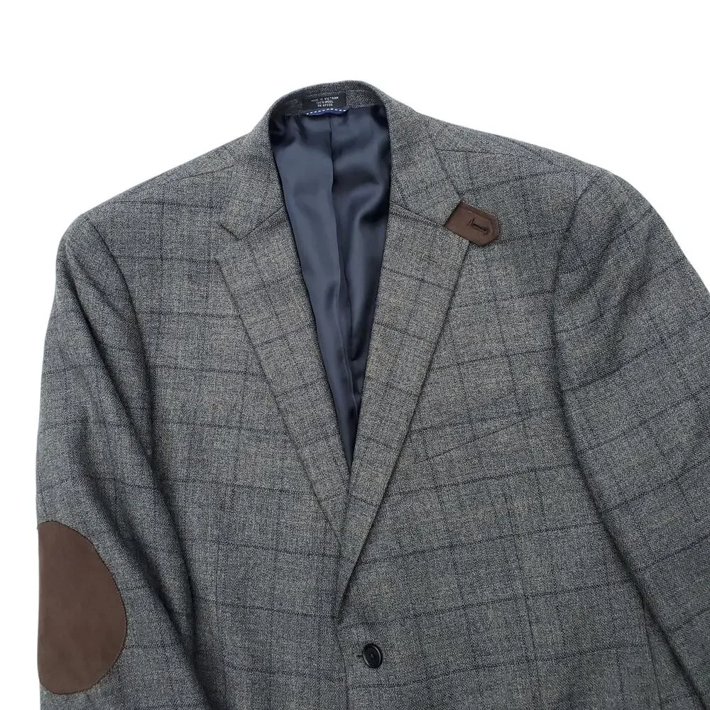 Tommy Hilfiger Ivy Prep Glen Plaid Elbow Patch Blazer Sport Jacket Professor 46L